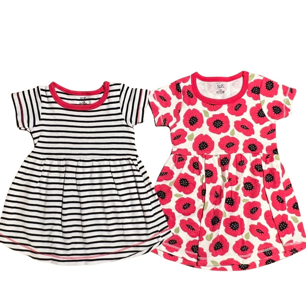 TOUCHED BY NATURE | KNIT SHORT-SLEEVE DRESSES | 2-PACK | PINK | BABY GIRL | 6-9M